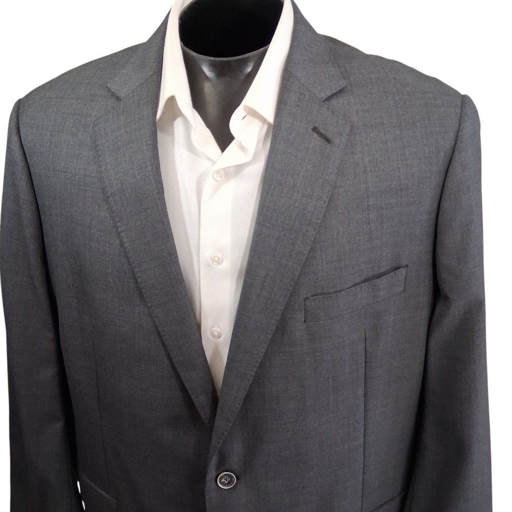 J.Hilburn Blazer 46S Gray Heathered Vitale Barberis Wool Sport Coat Double Vent